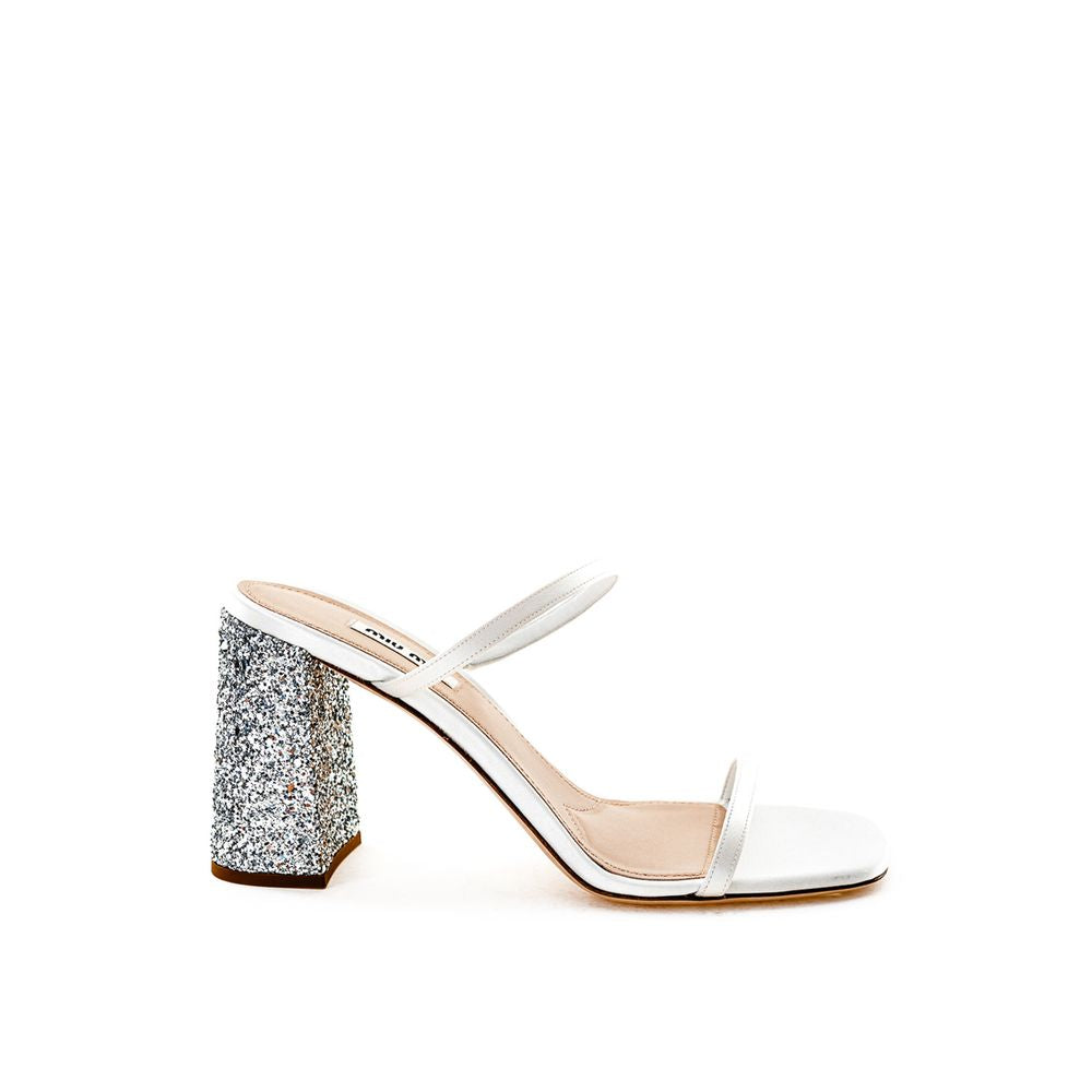 Miu Miu White Silk Sandals